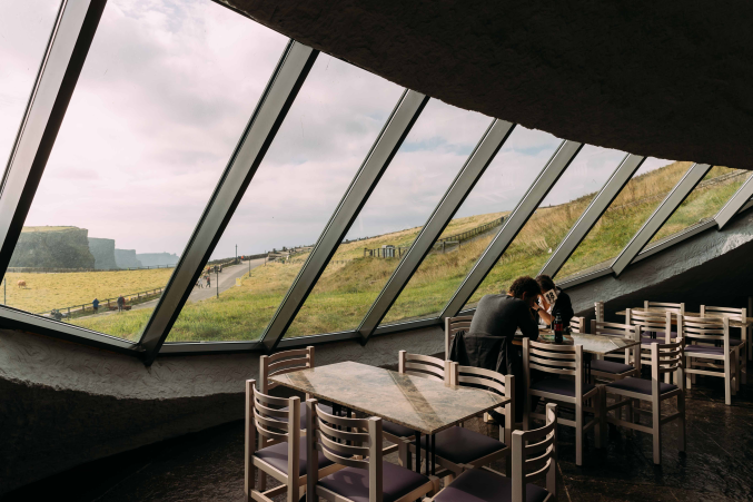Dining with beautiful view at the Cliffs of Moher