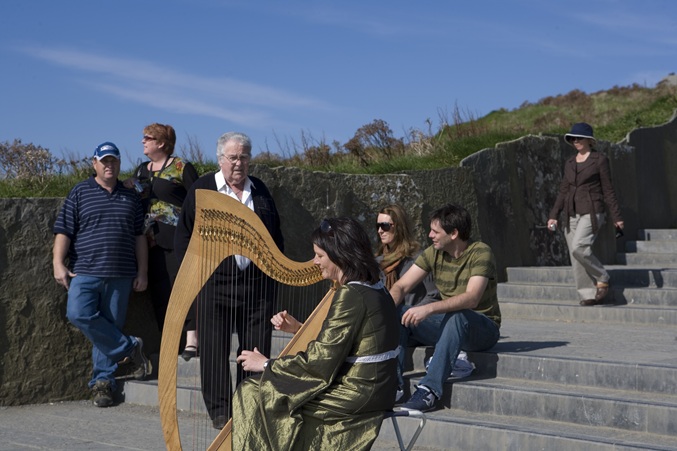Visitors enjoying Music at the Cliffs of Moher