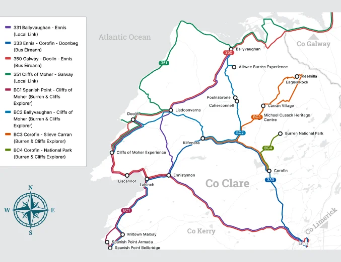 Route Map for the Burren and Cliffs Explorer